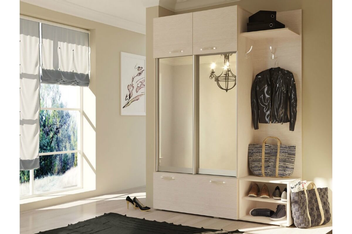 /Белый шкаф в прихожую №139 с зеркалами на заказ